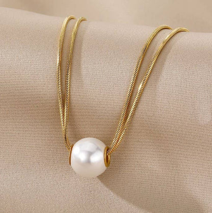 STAINLESS STEEL NON-TARNISH PEARL NECKLACE