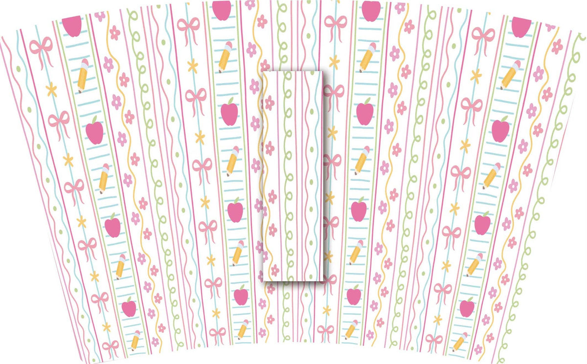 Teacher Stripes with Pink Bow Koozie