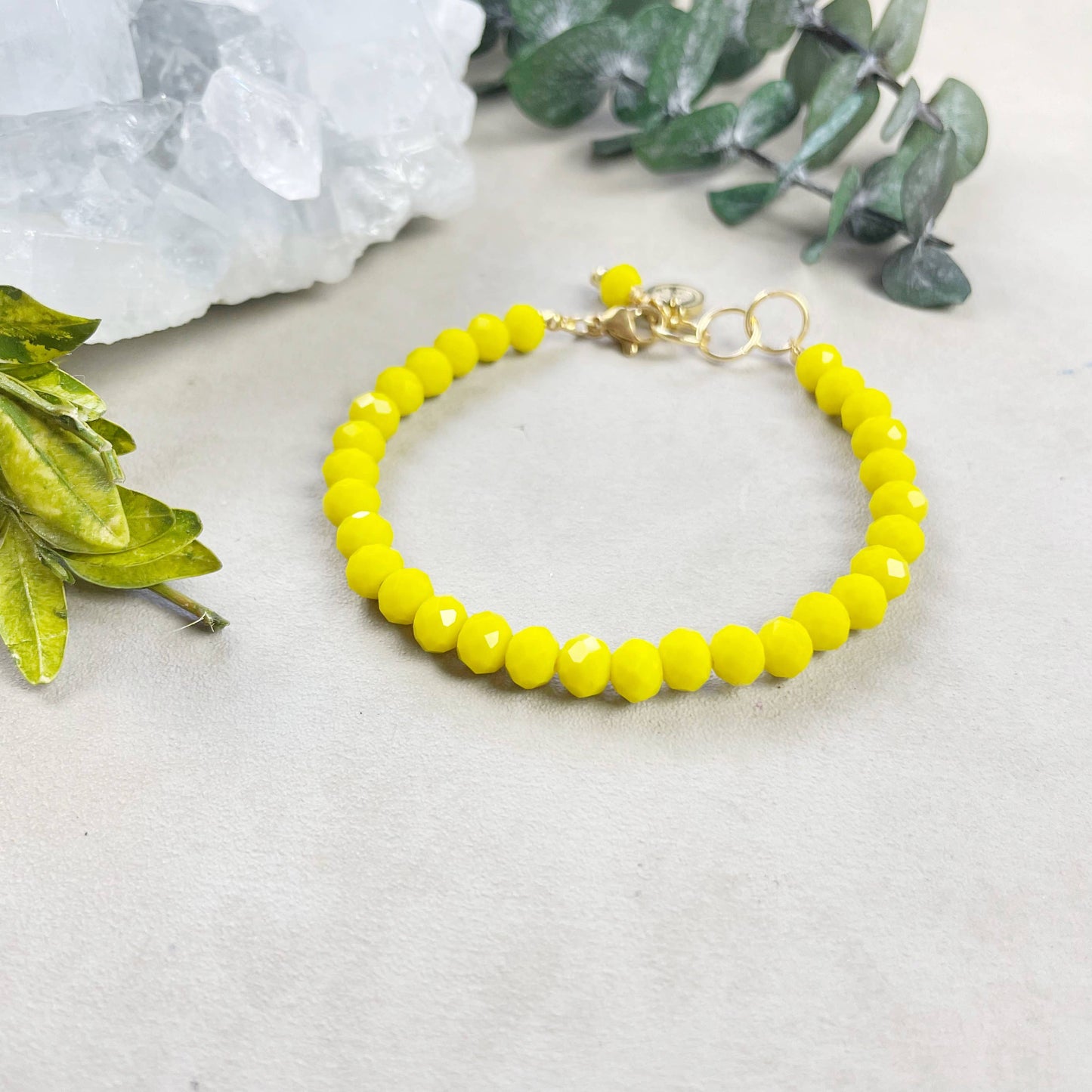 Gloria// Opaque Yellow Crystal Beaded Bracelet