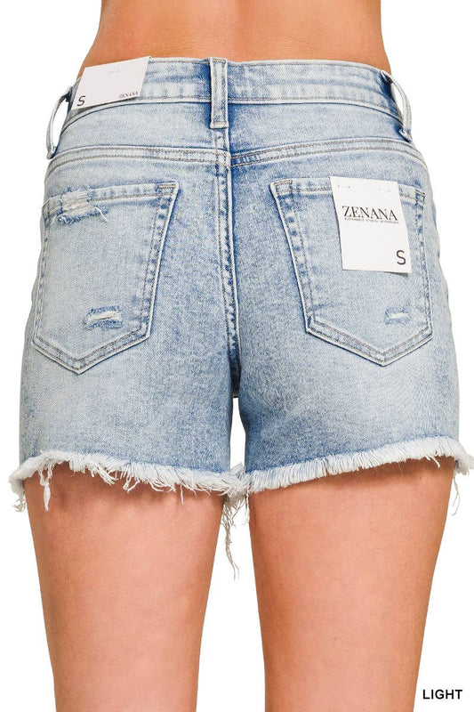 Zenana Distressed Denim Shorts