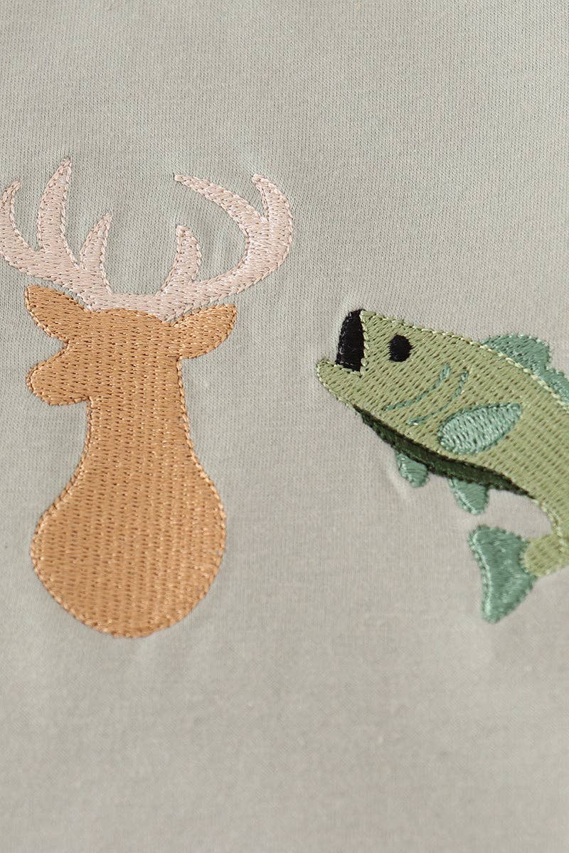dog deer fish embroidered set