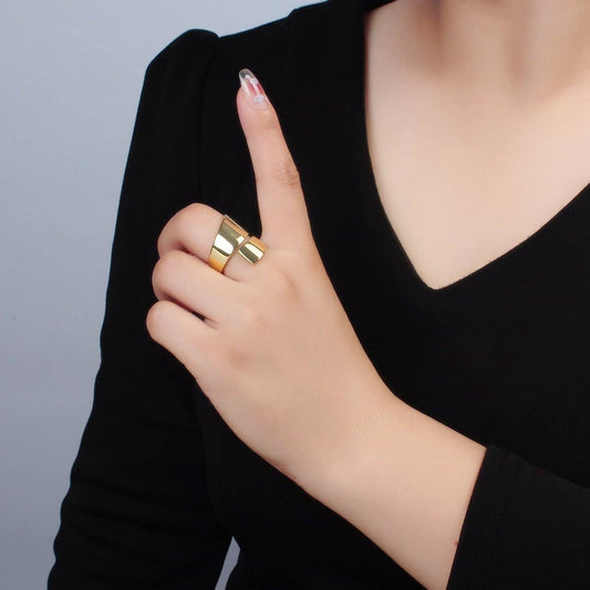 24K Gold Filled Minimalist Double Band Signet Wrap Ring | O1404
