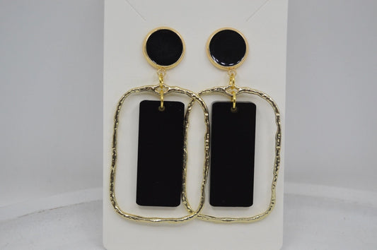 Black and Gold Acrylic Earring