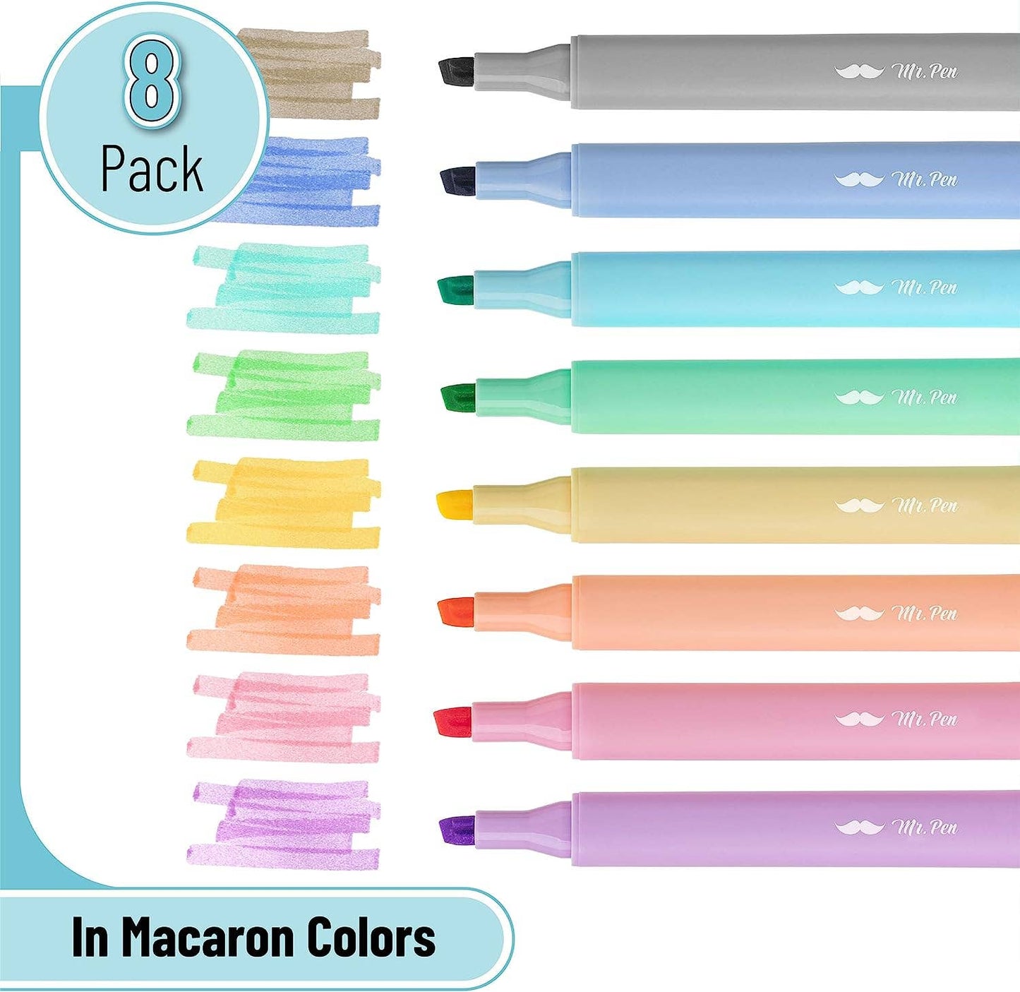 Pastel Macaron Highlighter Set - 8 Assorted Colors