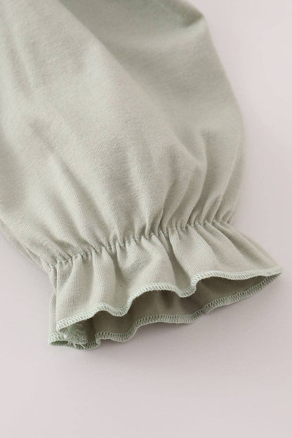 Dog Deer Fish embroidery ruffle pants set