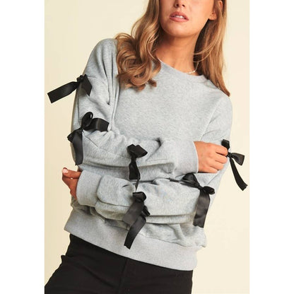 BOW SLEEVE LOOSE FIT PULLOVER TOP