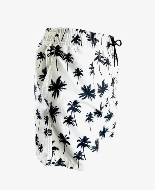 Men’s Swim Trunks Black/White Palm