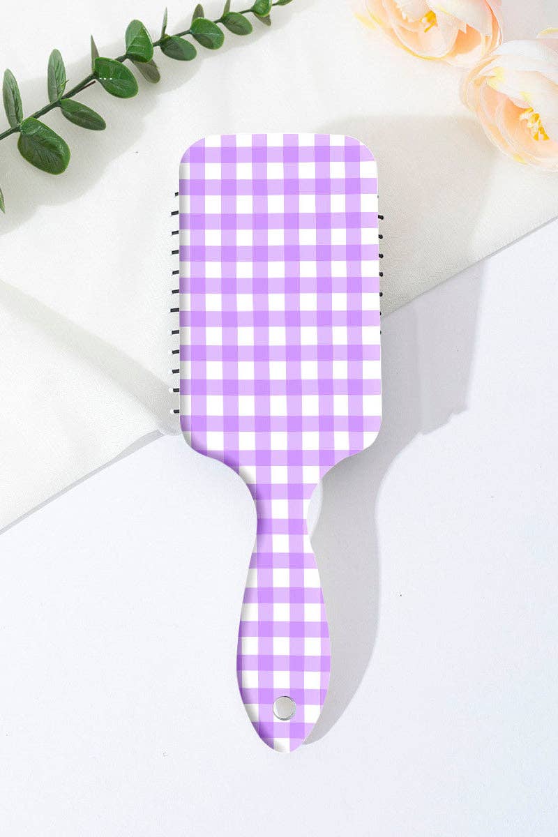 Gingham Pattern Paddle Hairbrush