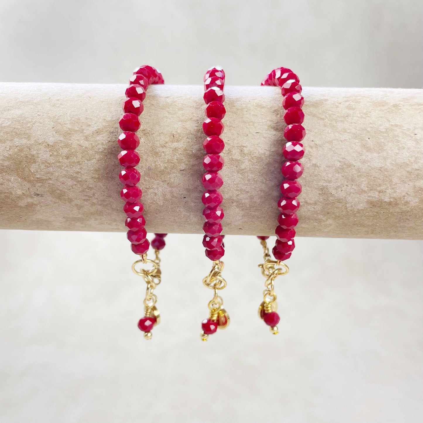 Gloria// Opaque Maroon Crystal Beaded Bracelet