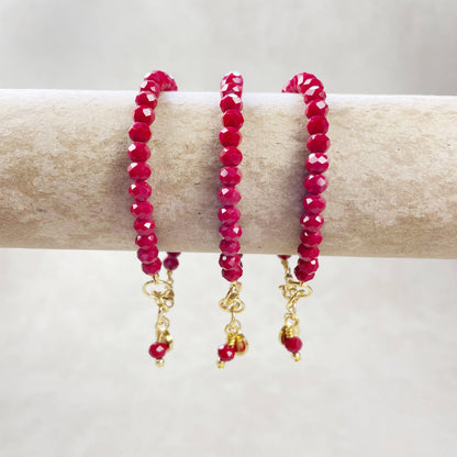 Gloria// Opaque Maroon Crystal Beaded Bracelet