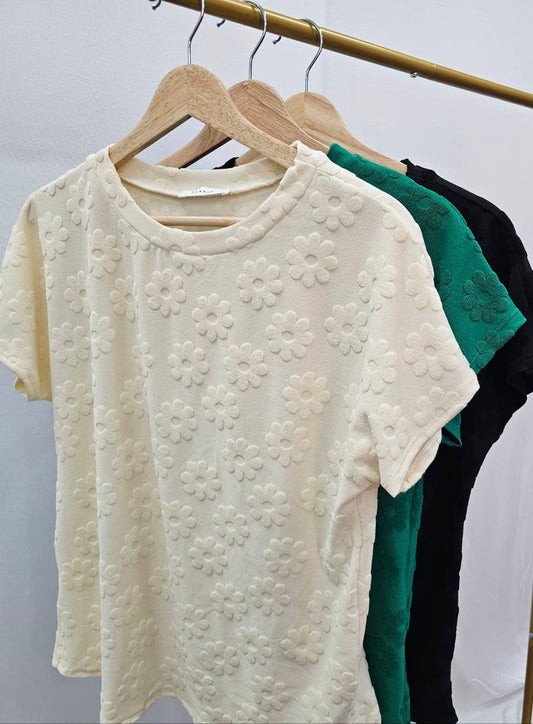 TEXTURED FLORAL PATTERN TOP