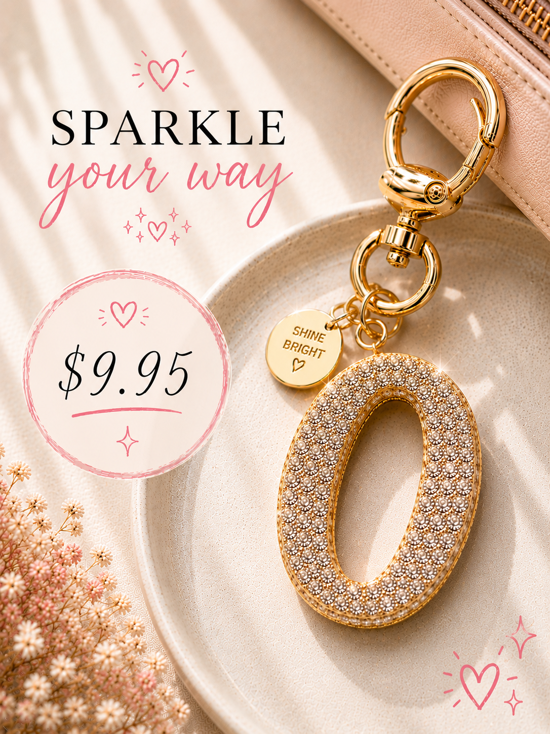 Sparkling Initial Keychain