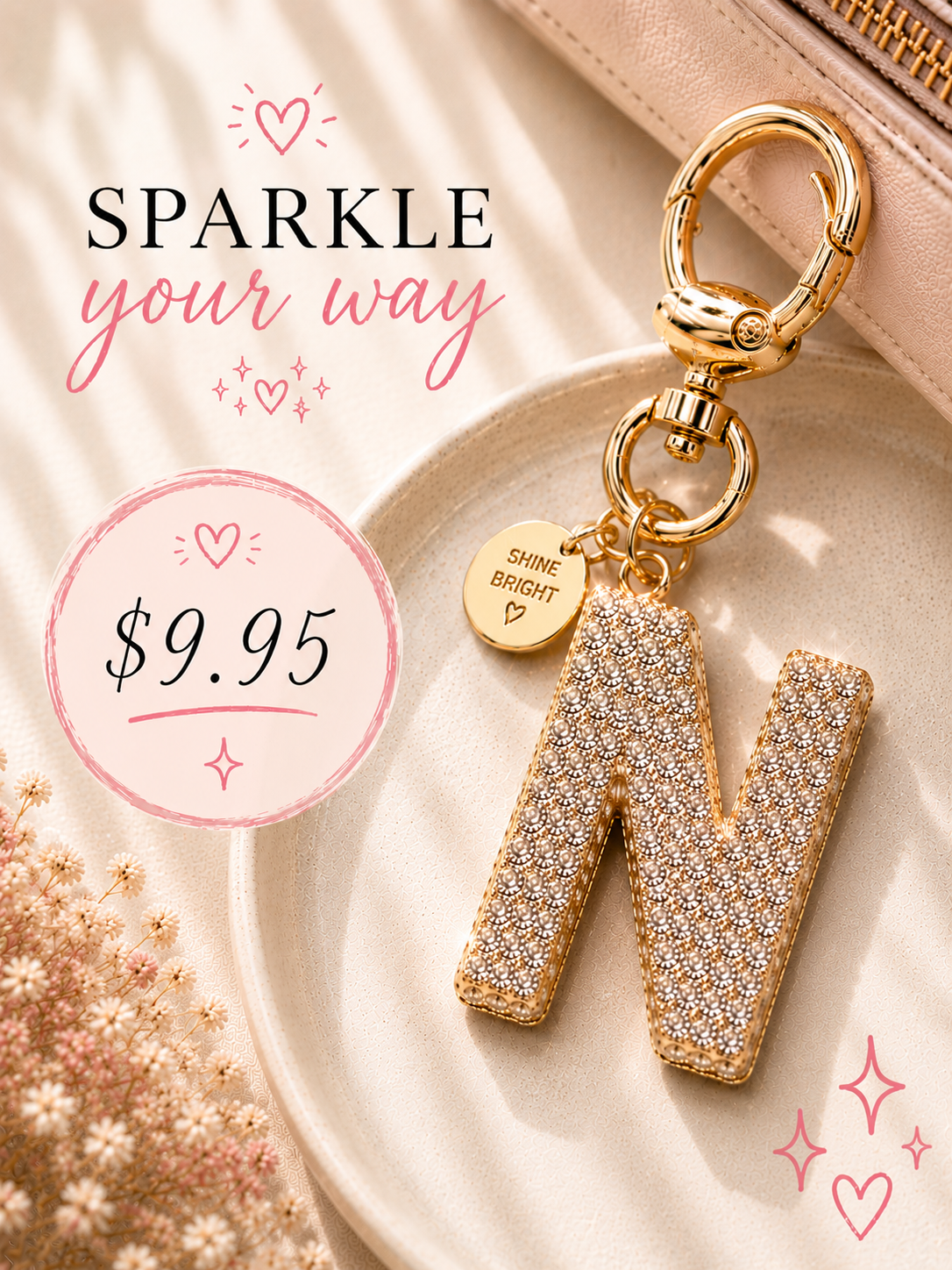 Sparkling Initial Keychain
