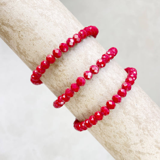 Gloria// Opaque Maroon Crystal Beaded Bracelet