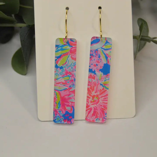 Preppy Colorful Bar Earrings Pink