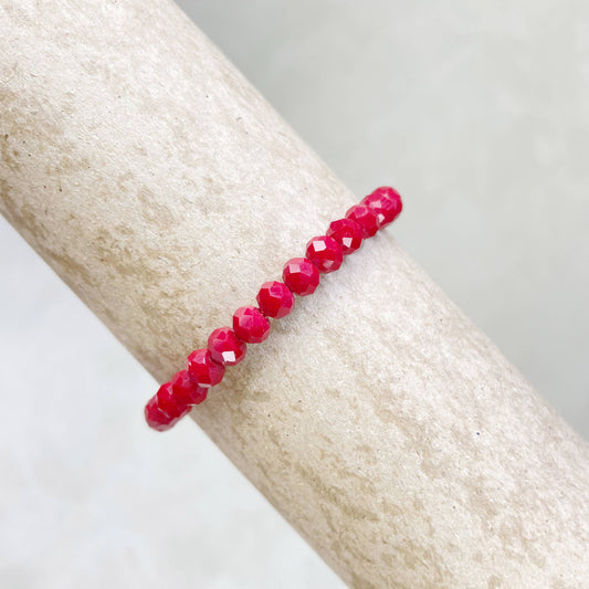 Gloria// Opaque Maroon Crystal Beaded Bracelet