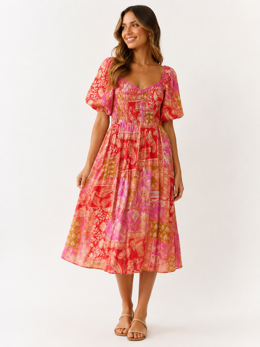 🌸 Sunset Serenade Midi Dress