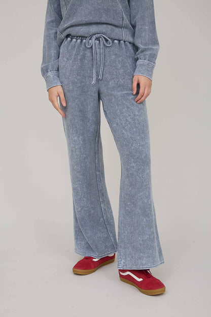 WASHED HIGH WAIST DRAWSTRING LOUNGE PANTS