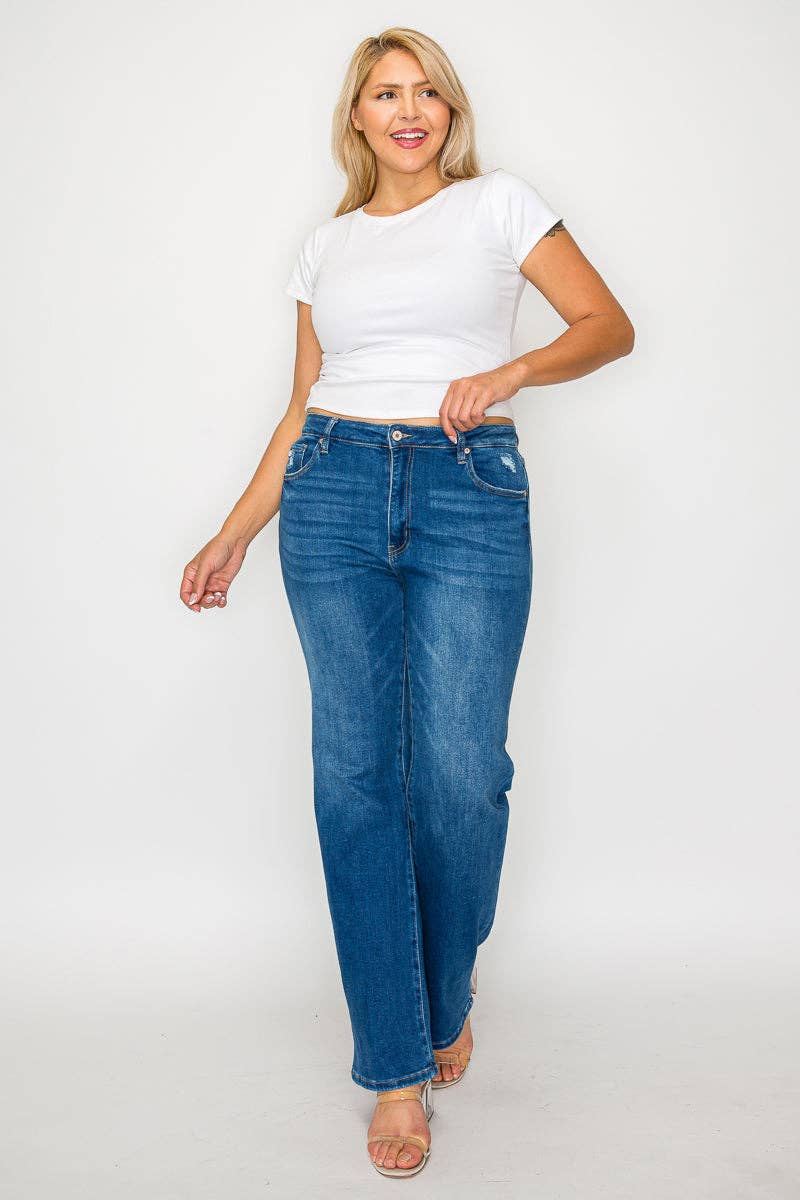 PLUS SIZE HIGH RISE STRAIGHT LEG JEAN