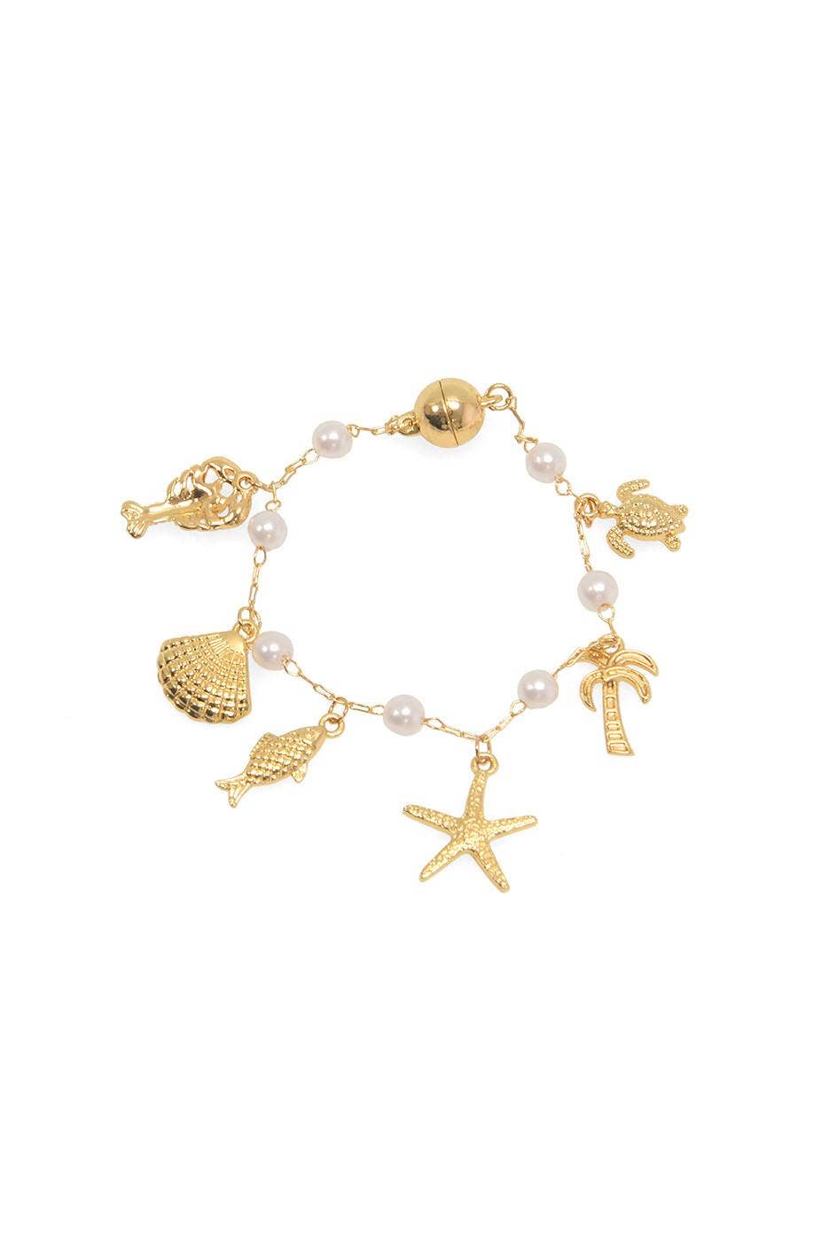 Coastal Charms +Pearl Magnetic Bracelet