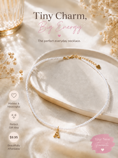 Beaded bubble letter necklace
