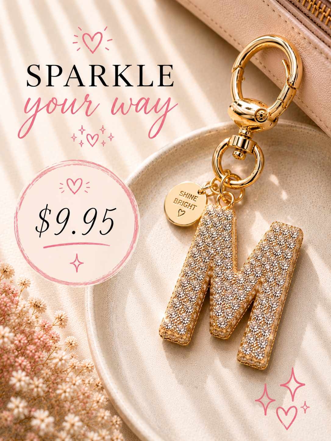 Sparkling Initial Keychain
