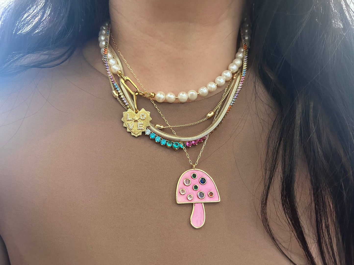 Snake chain herringbone link necklace gold filled 