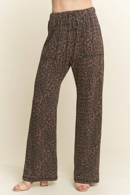 Wide Leg Animal Urban Rib Pants