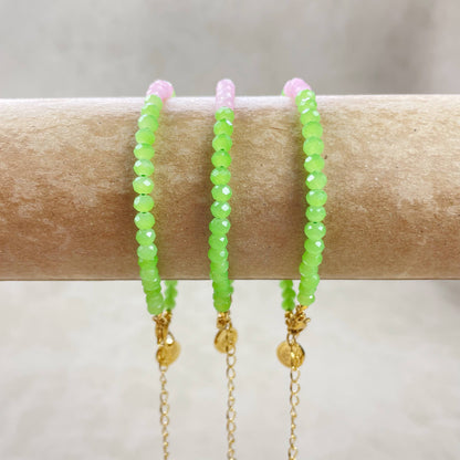 Mia// Guava Crystal Beaded Delicate Bracelet