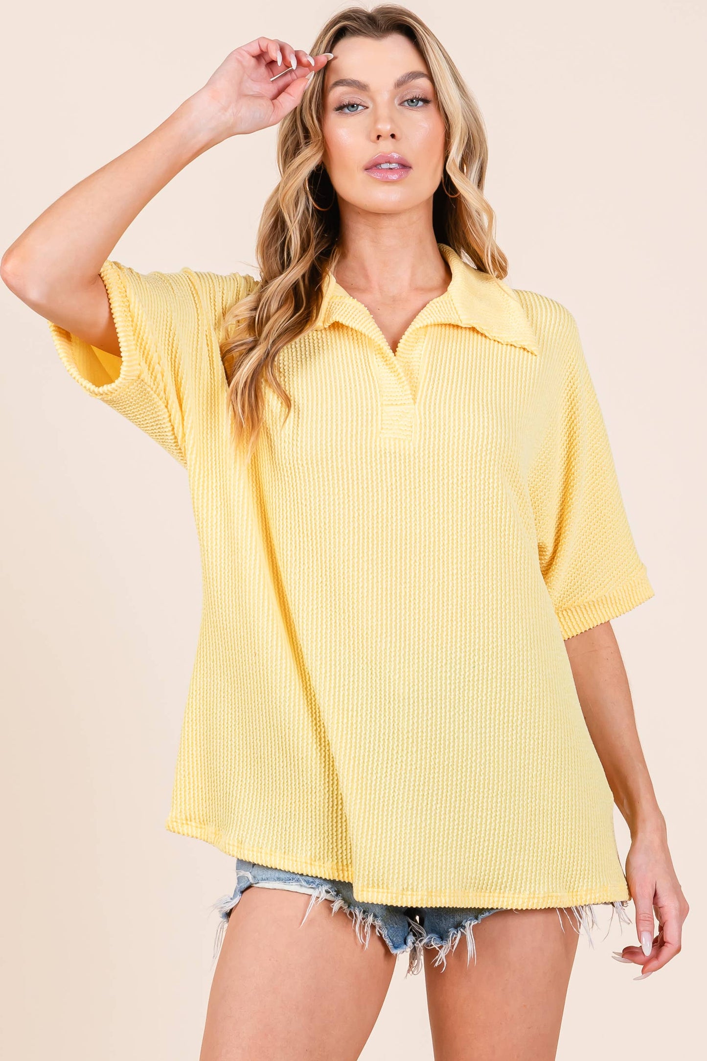 RIBBED COLLAR TOP