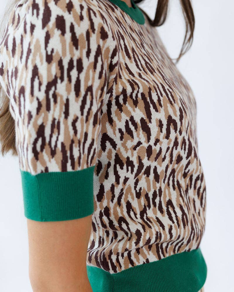 Party Animal Print Short Sleeve Pullover