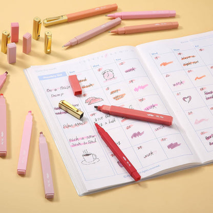 No Bleed Pink Highlighters & Pens for Bibles - 12 Pack