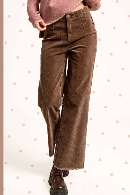 Mineral Washed High Waisted Wide Leg Corduroy Pants