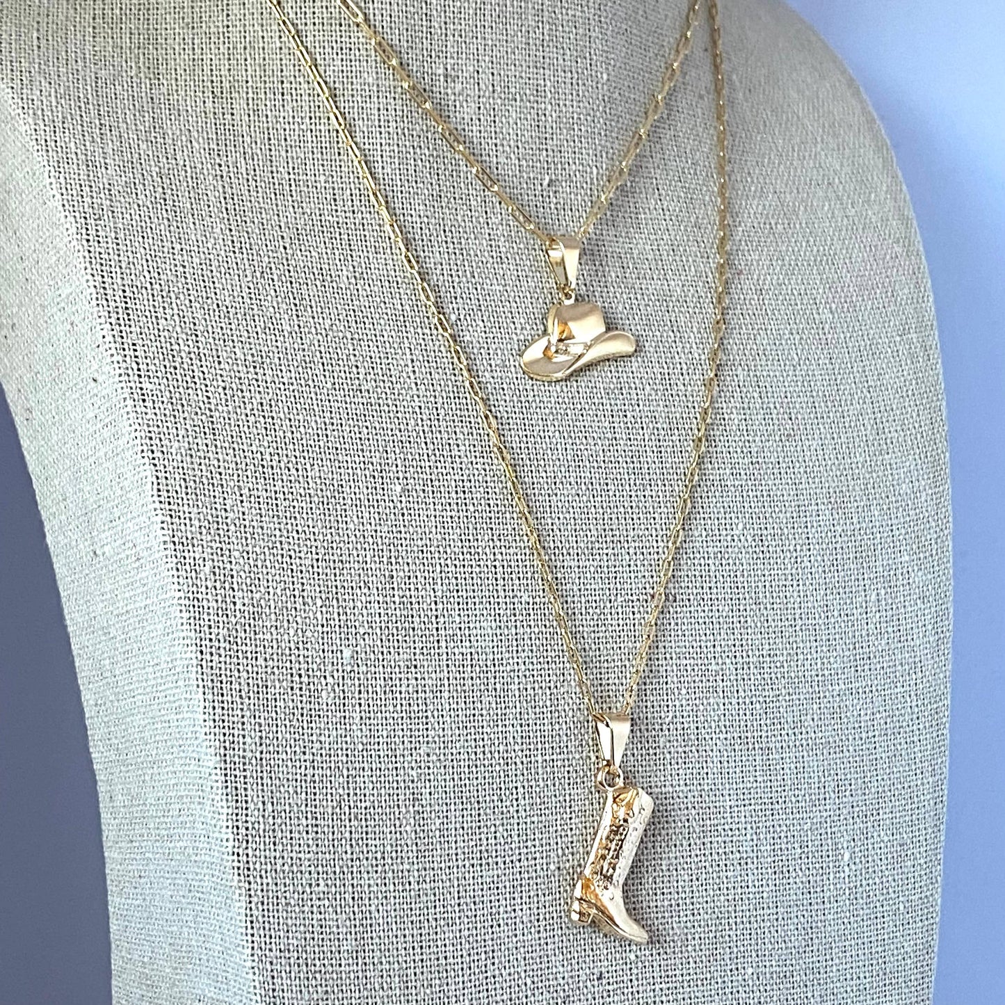Cowboy Boot Cowgirl  charm pendant necklace 18k gold filled 
