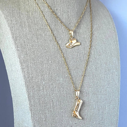 Cowboy Boot Cowgirl  charm pendant necklace 18k gold filled 