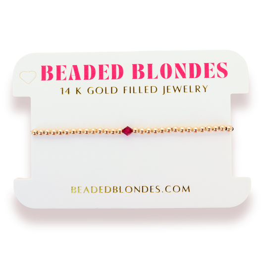 July: Ruby Birthstone Swarovski Crystal Bracelet