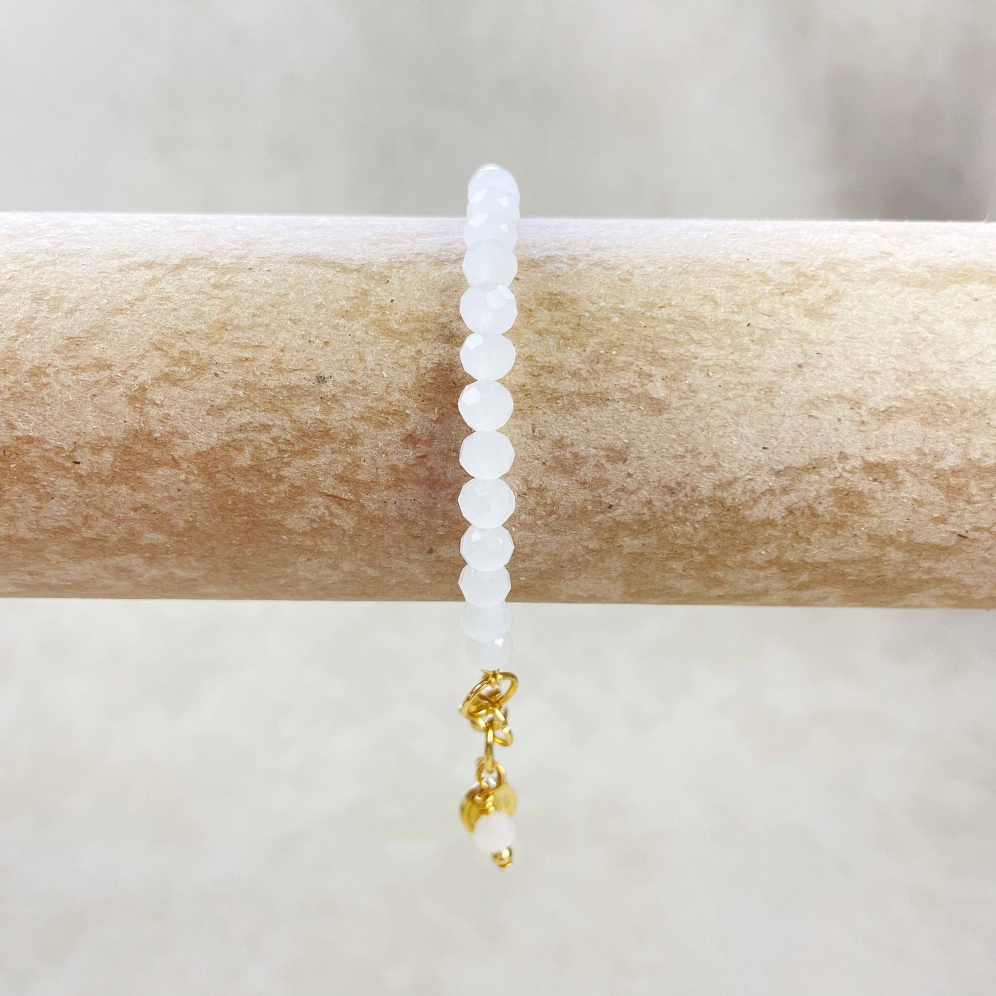 Gloria// Translucent White Crystal Beaded Bracelet