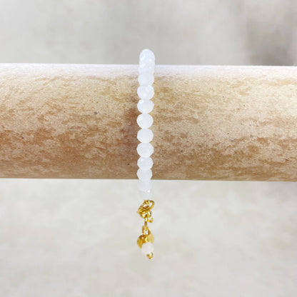 Gloria// Translucent White Crystal Beaded Bracelet