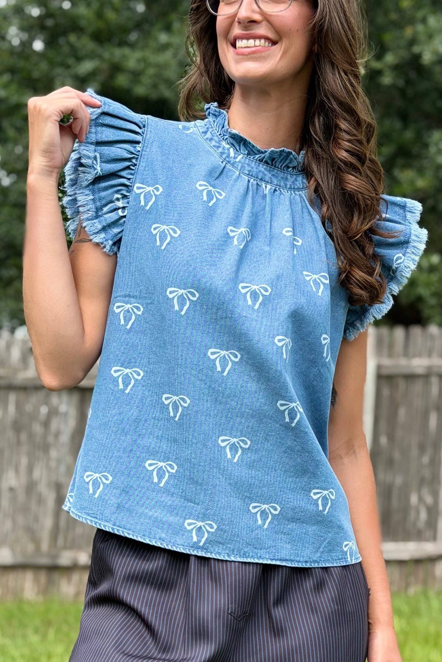 DeAnna Denim & Bow Blouse