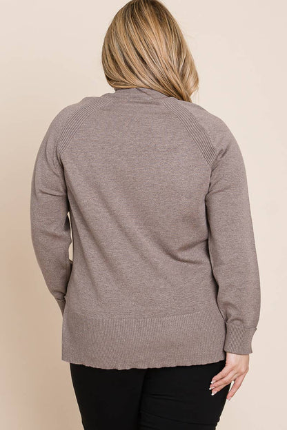 Plus Size Turtleneck Solid Sweater