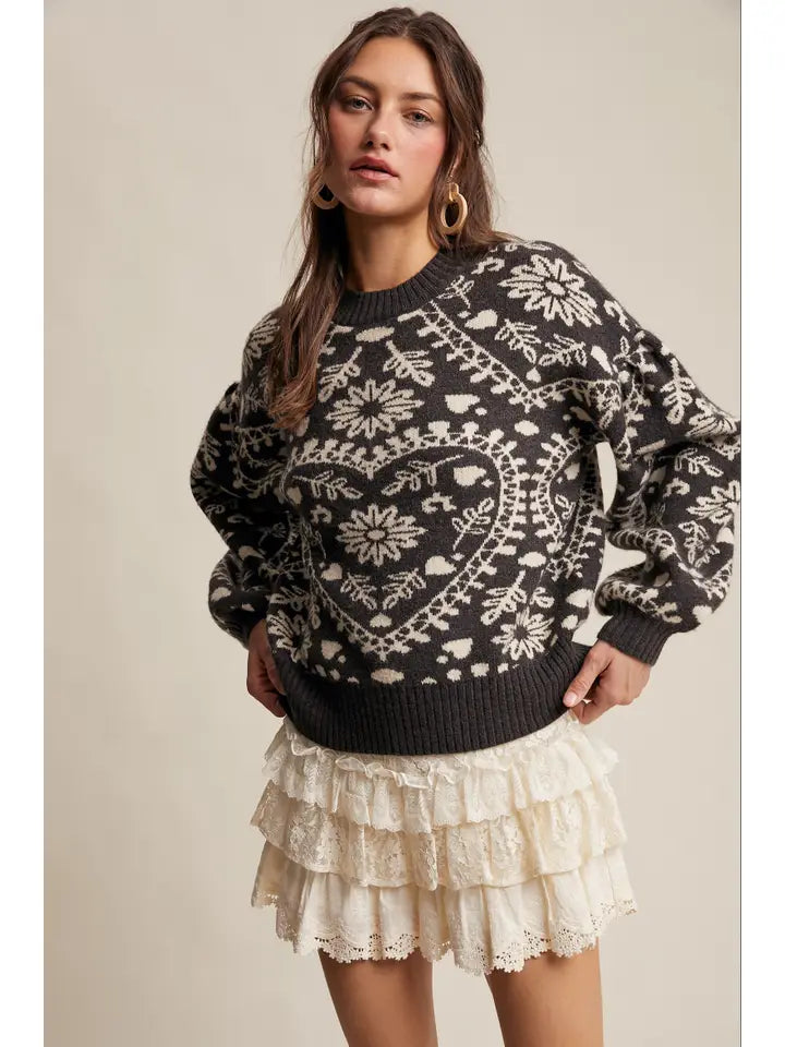 Floral Pattern Puff Sleeve