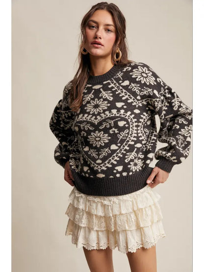 Floral Pattern Puff Sleeve