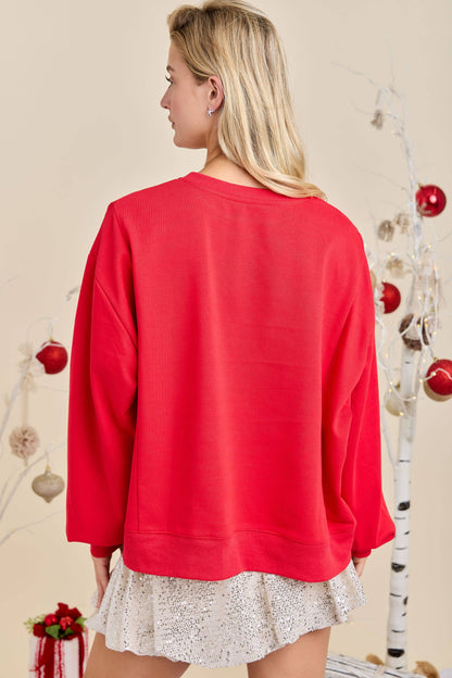 Christmas Sweatshirt Featuring Patchwork Gift box