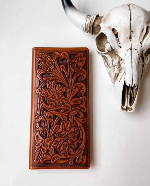 Genuine Tooled Leather Bi-Fold Wallet