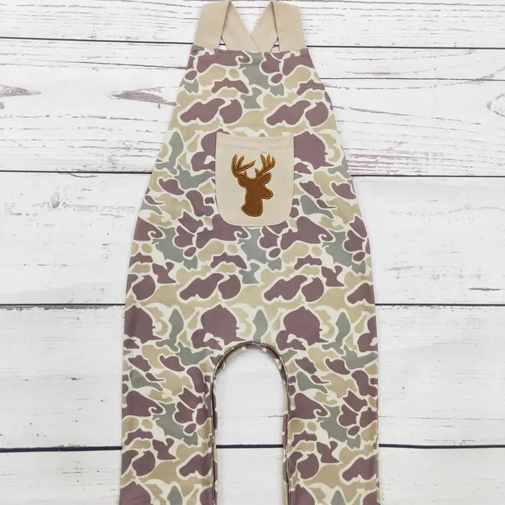 Baby Boy Camouflage Deer Appliqué Jumpsuit