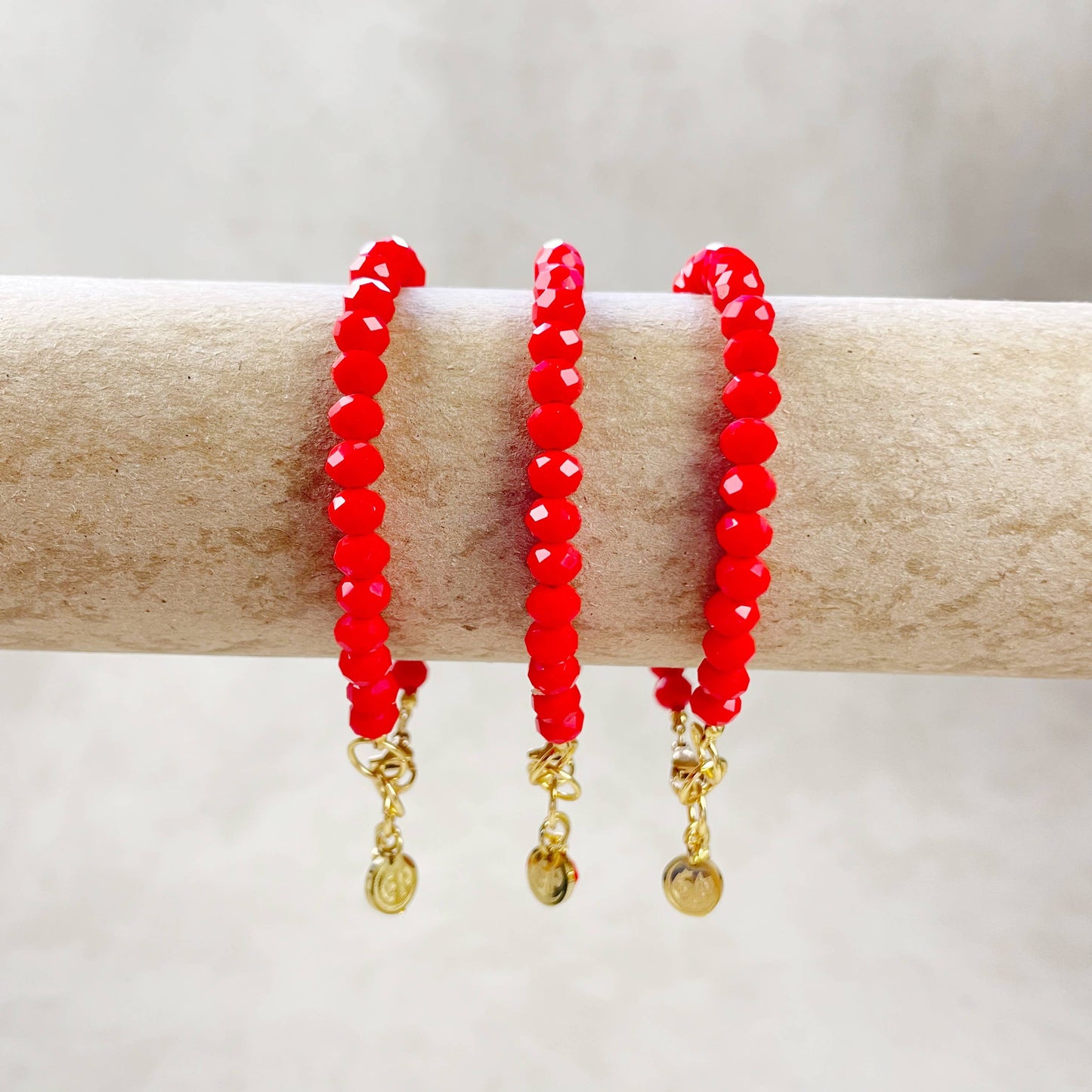 Gloria// Opaque Scarlet Crystal Beaded Bracelet