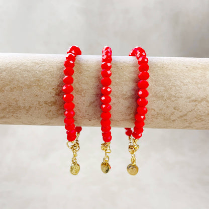 Gloria// Opaque Scarlet Crystal Beaded Bracelet