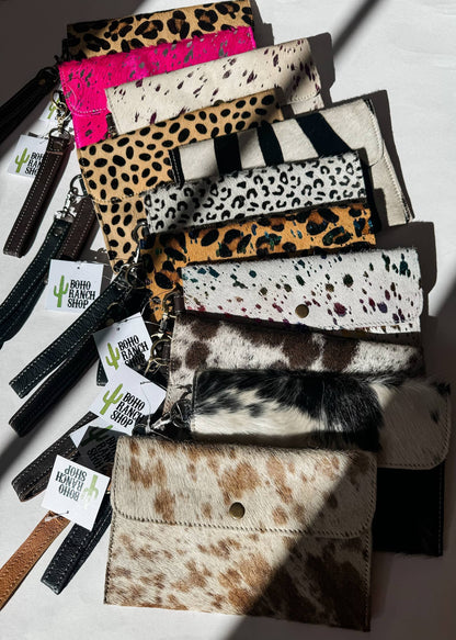 Cowhide Wristlet Wallet Western Genuine HairOn Cowhide Bag