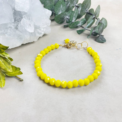 Gloria// Opaque Yellow Crystal Beaded Bracelet