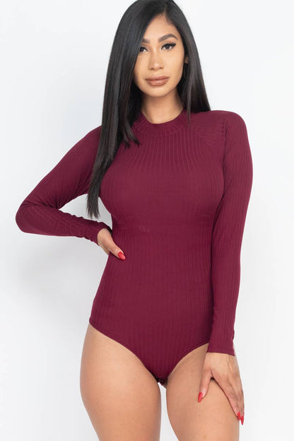 Mock Neck Ribbed Bodysuit